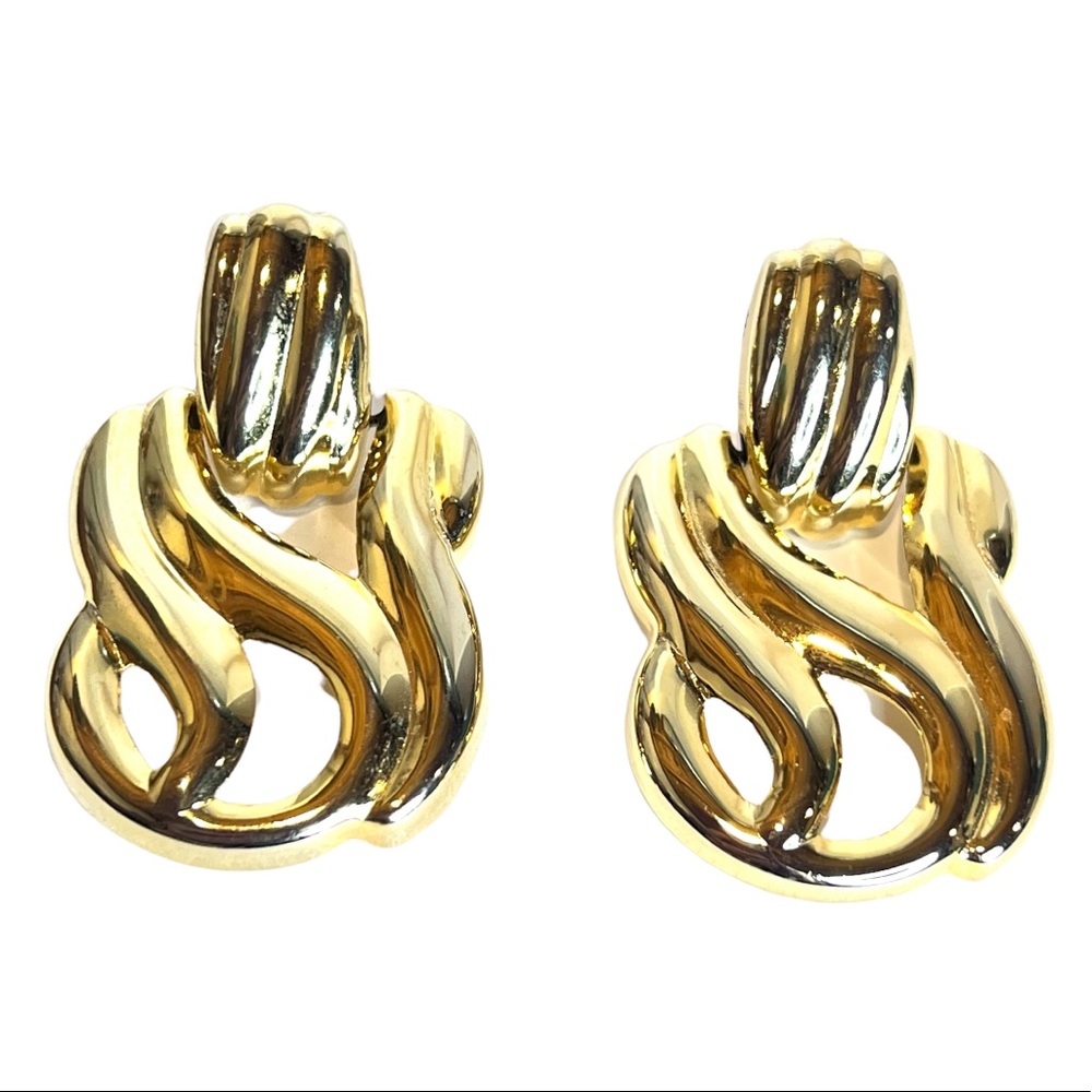 Retro Earrings Gold Tone Metal Post Earrings Door Knocker